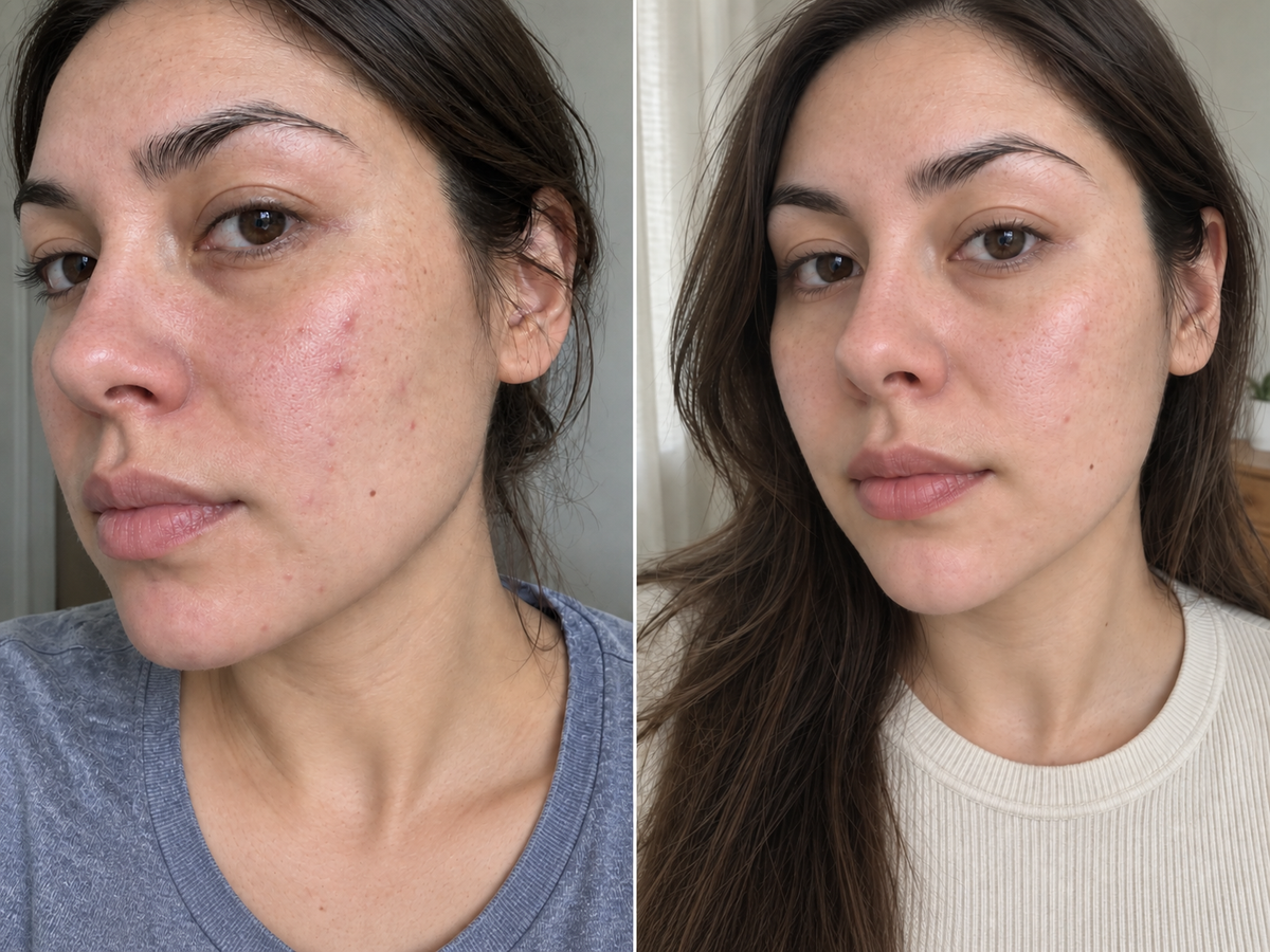Illustration of facial skin in two care states